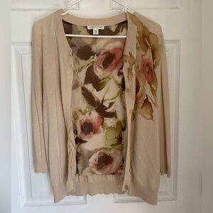 Coldwater Creek 3/4 Sleeves Floral Cardigan Womens Size M